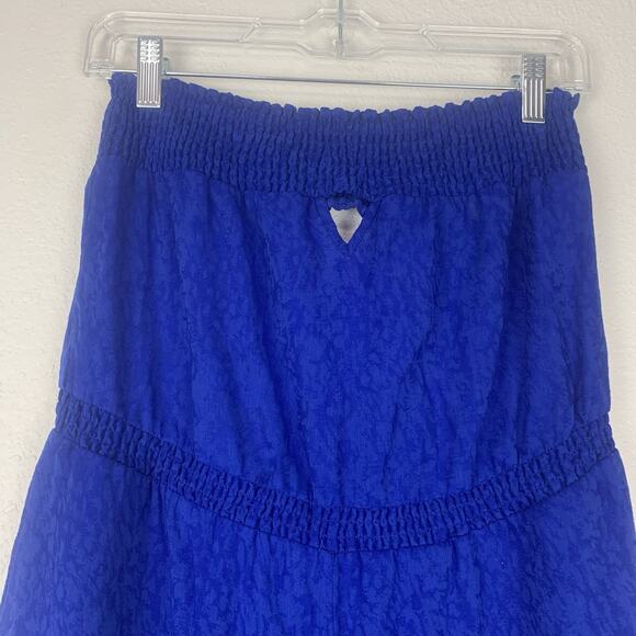 Bebe Jumpsuit Womens 4 Strapless Smocked Cut-out Pockets Lightweight Textured - Picture 2 of 10